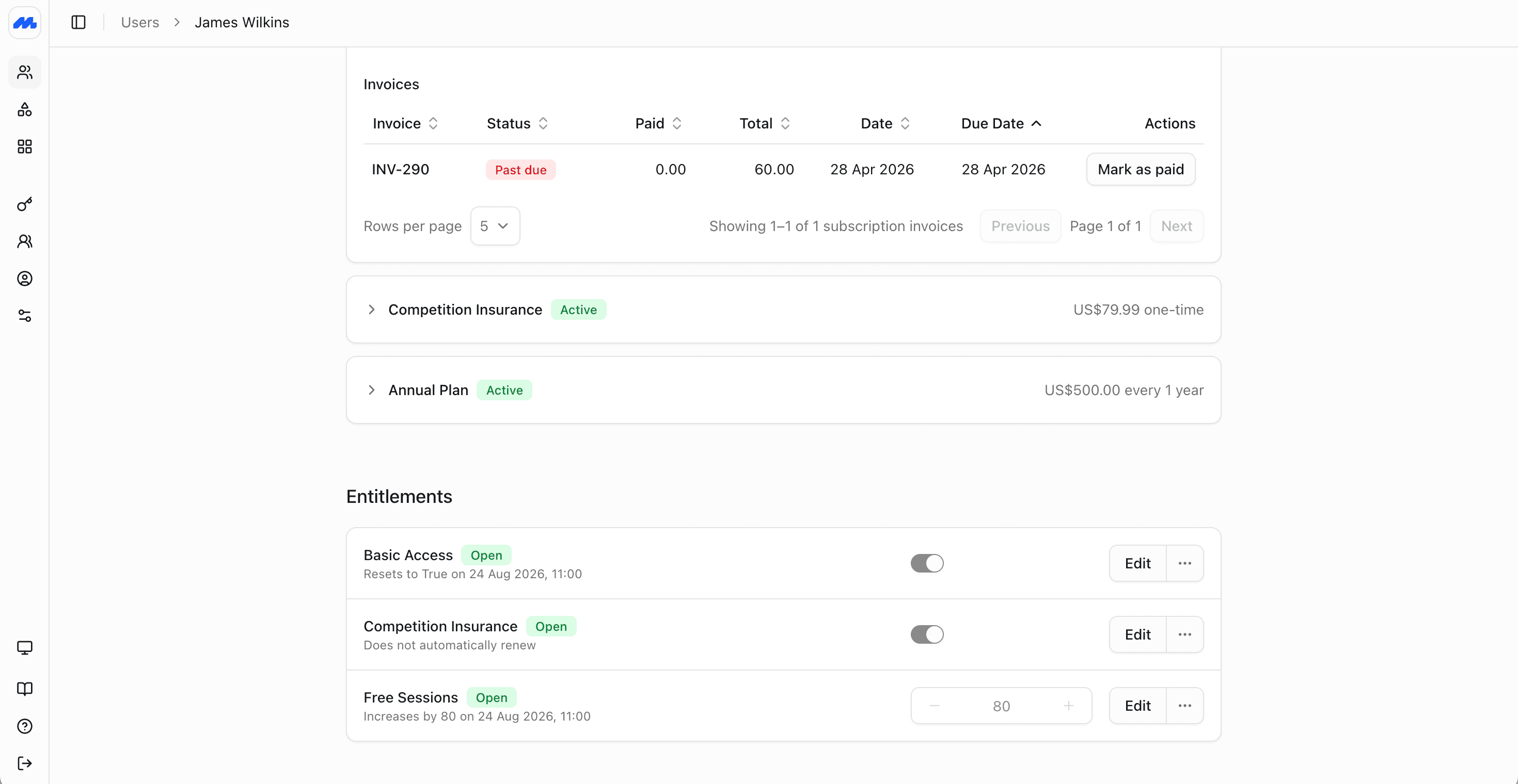 Screenshot of the member benefits