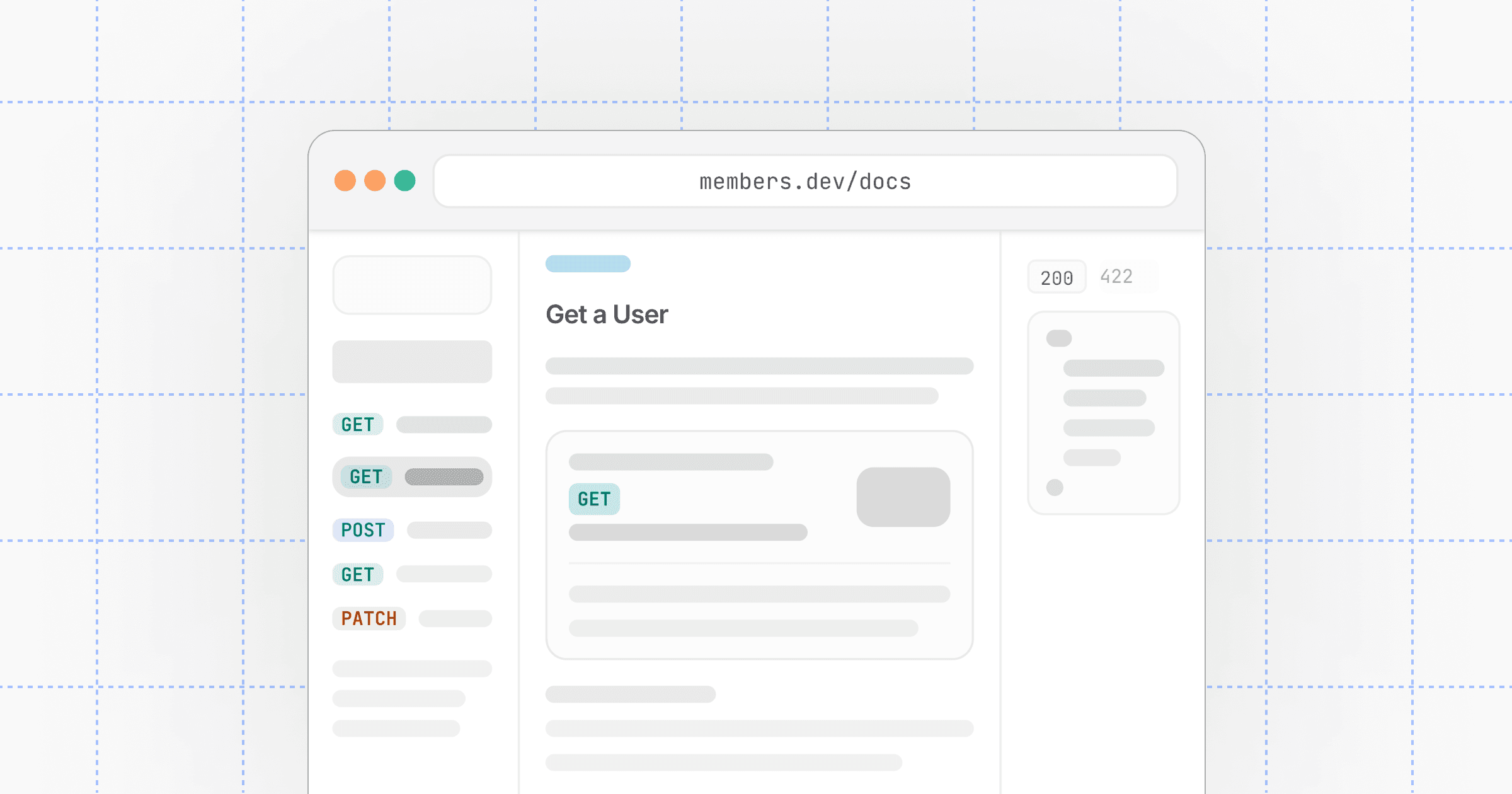 Stylized illustration of the Members.dev documentation API reference site