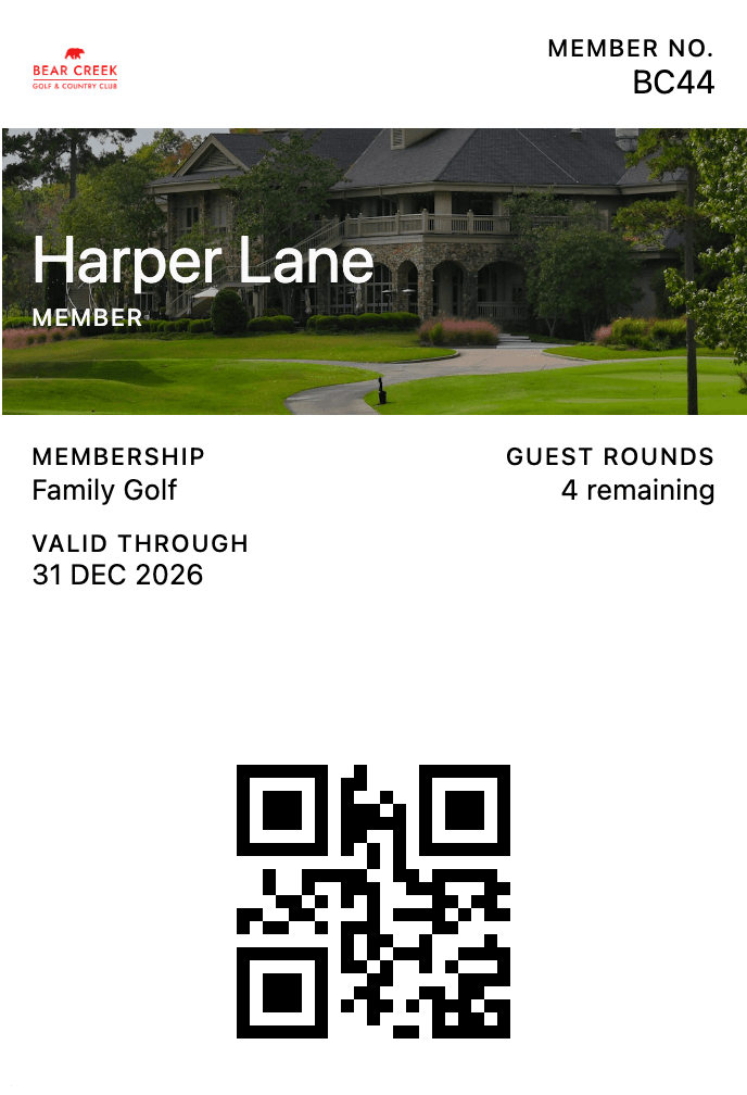 Bear Creek digital membership card
