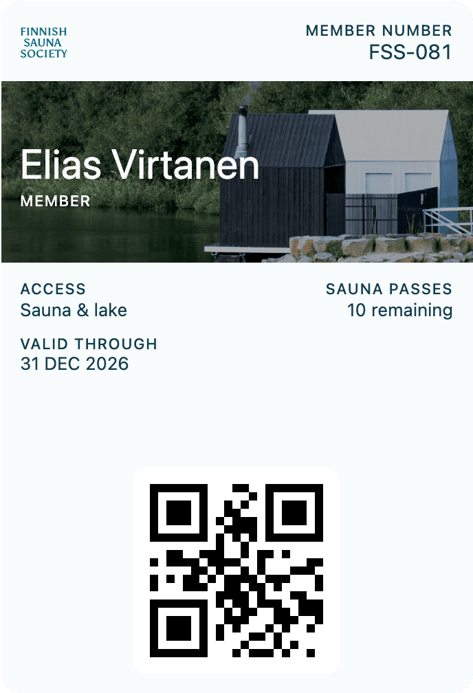 Finnish Sauna Society digital membership card