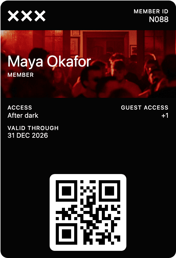 Apple Wallet membership card preview for Nocturna.
