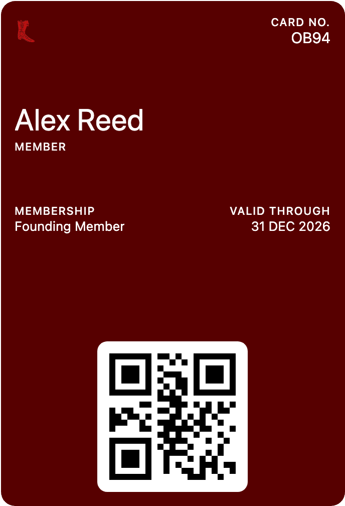 Apple Wallet membership card preview for Old Boot’s.