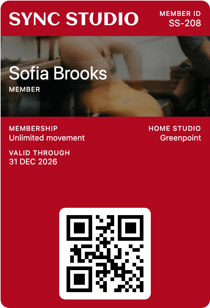 Sync Studio digital membership card