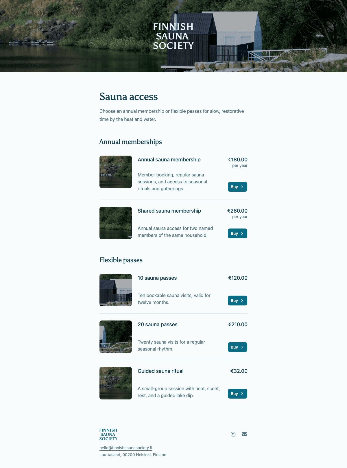 desktop screenshot of Finnish Sauna Society's membership options page.